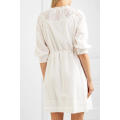 Weiße Baumwolle bestickt drei Viertel Länge Ärmel Mini Sommerkleid Herstellung Großhandel Mode Frauen Bekleidung (TA0332D)
